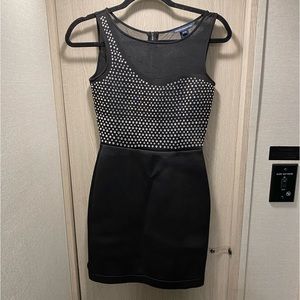French Connection Women’s US 0, UK Black Mini Studded Sleeveless Dress